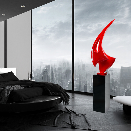 Sail Floor Sculpture // Red with Black Stand  | Finesse -  Home Elegance USA