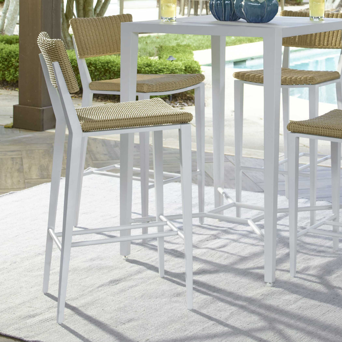Calbas Outdoor Bar Stool White / Woodtone - White / Light Brown by Uttermost - View 3