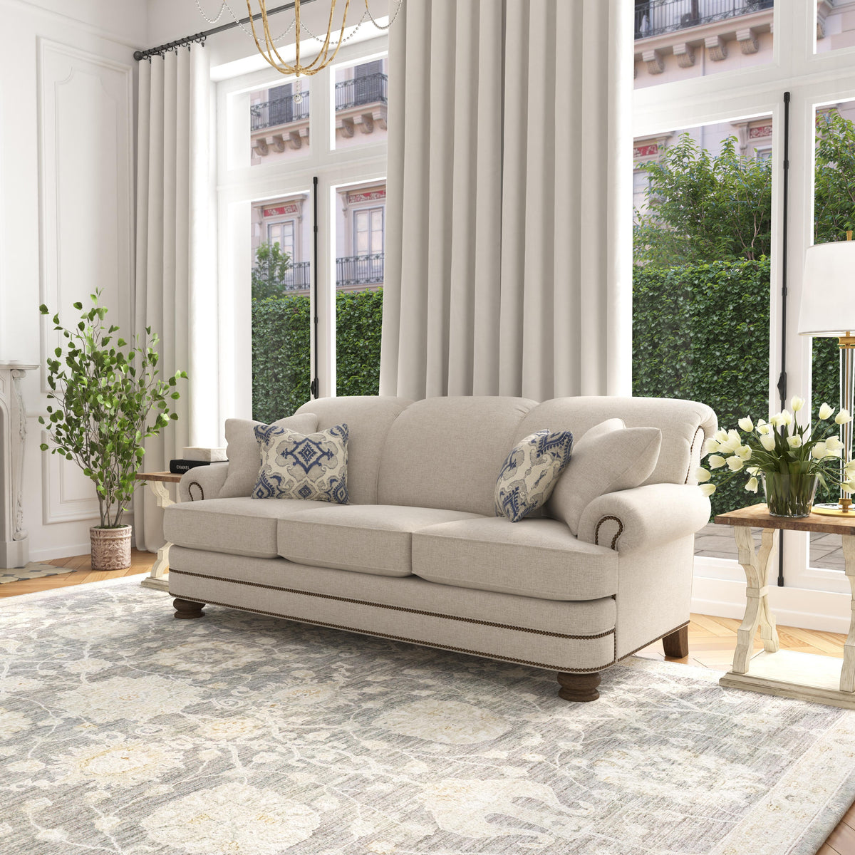 Bay Bridge Fabric Sofa, Nailhead Trim | Flexsteel