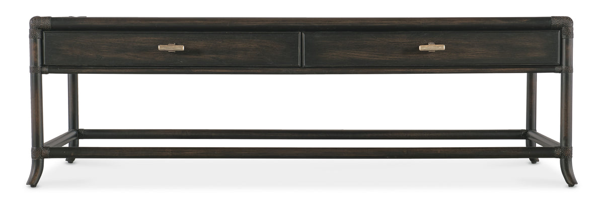 Retreat Pole Rattan Coffee Table - Dark Brown / Black by Hooker Furniture - View 4