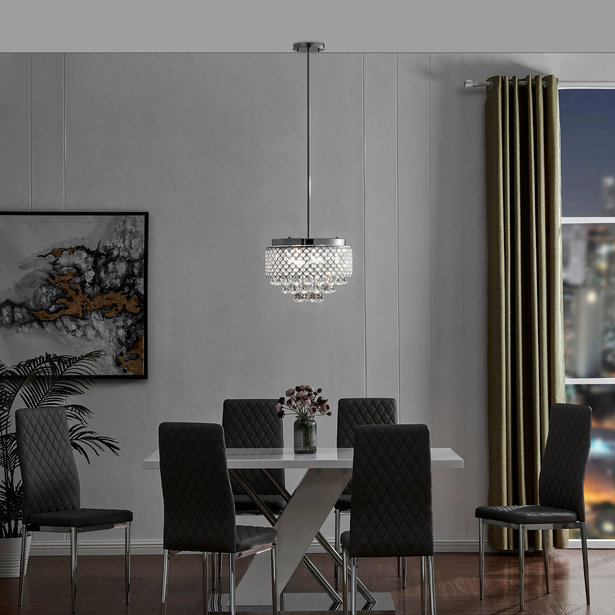 Lámpara colgante redonda de cristal Cenicienta // Cromo | Finesse