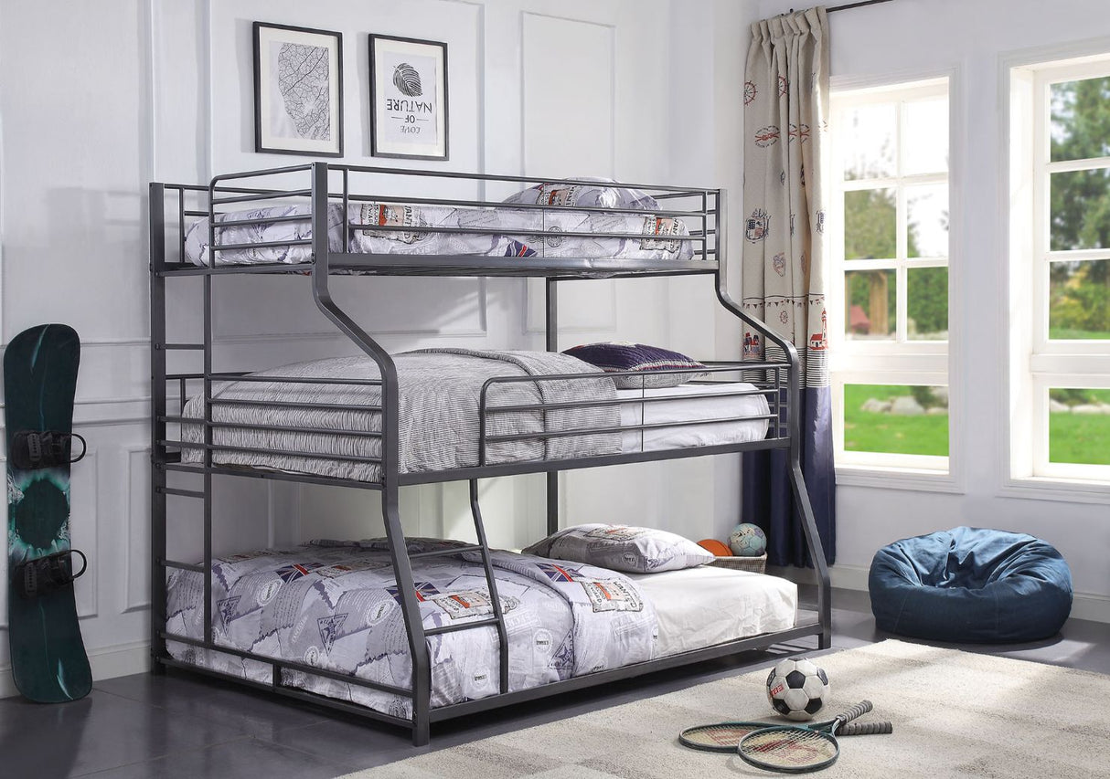 Caius II Twin/Full/Queen Bunk Bed 37450 Gunmetal Finish | Acme | Home Elegance USA