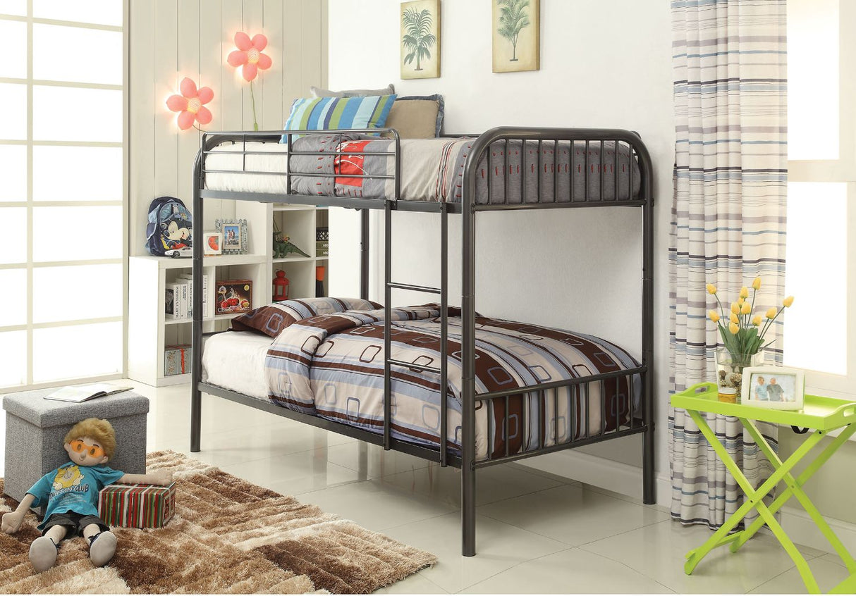 Bristol Twin/Twin Bunk Bed 37535 Gunmetal Finish | Acme | Home Elegance USA