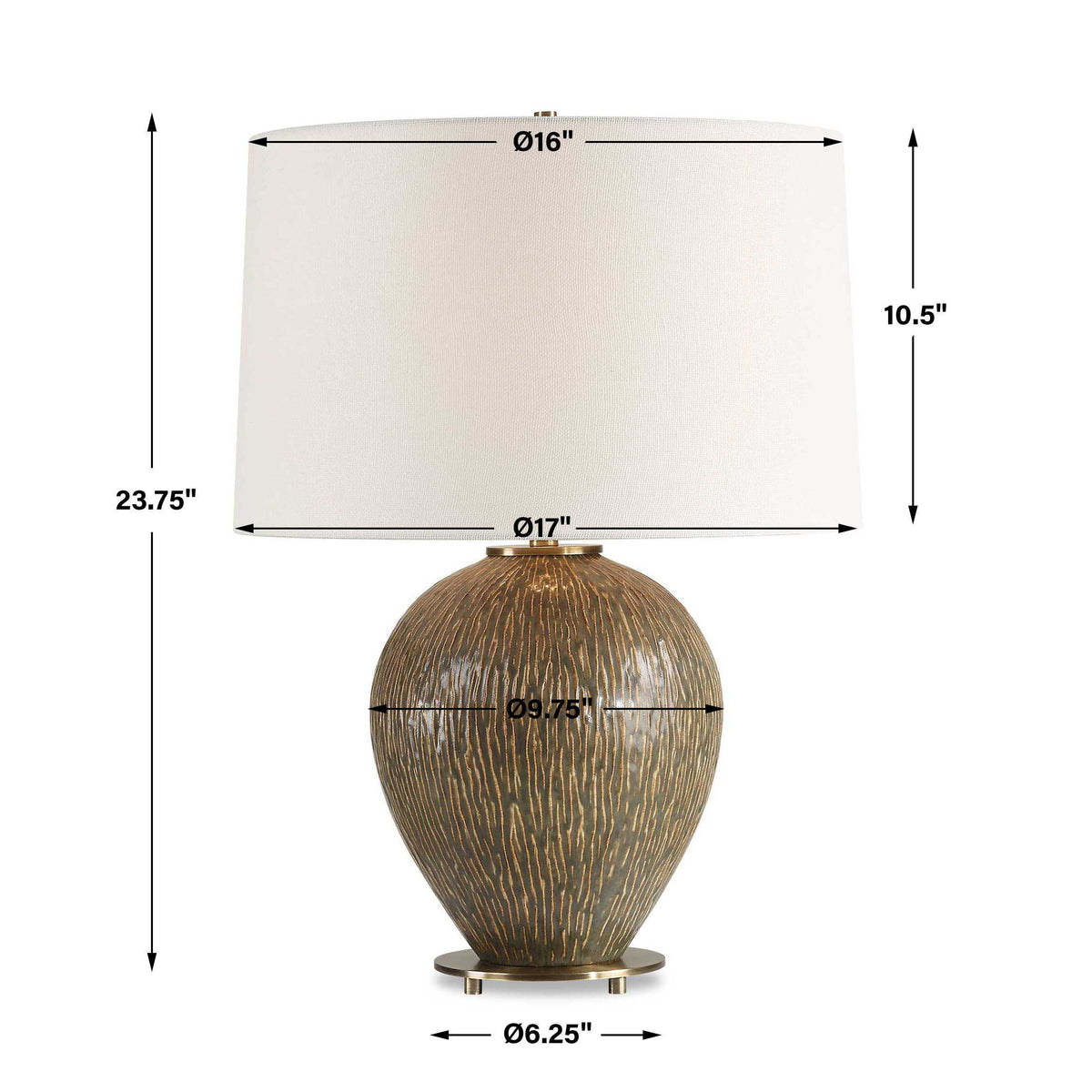 Rya Ceramic Table Lamp - Dark Brown by Uttermost - View 8
