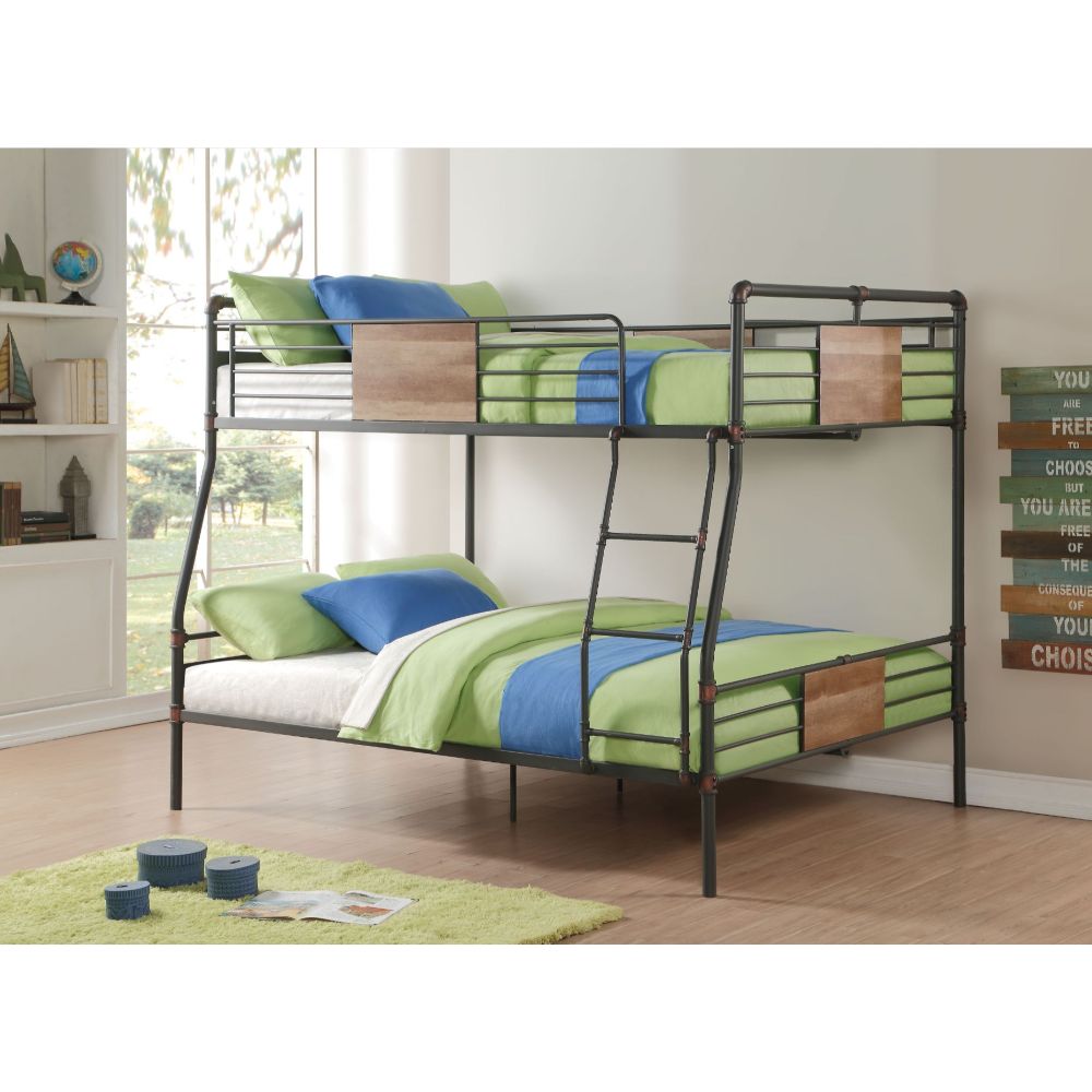Brantley Full XL/Queen Bunk Bed 37725 Sandy Black & Dark Bronze Hand - Brushed Finish | Acme | Home Elegance USA