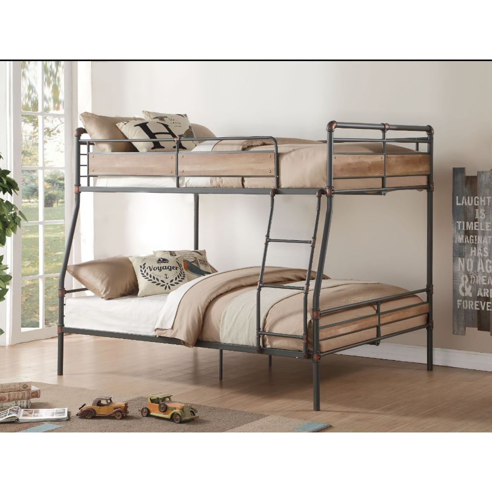 Brantley II Full XL/Queen Bunk Bed 37735 Sandy Black & Dark Bronze Hand - Brushed Finish | Acme | Home Elegance USA