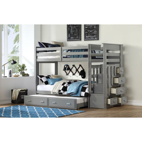 Allentown Twin/Twin Bunk Bed W/Trundle & Storage 37870 Gray Finish | Acme | Home Elegance USA