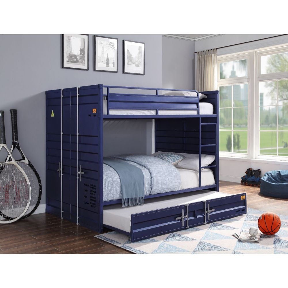 Cargo Full/Full Bunk Bed 37905 Blue Finish | Acme | Home Elegance USA