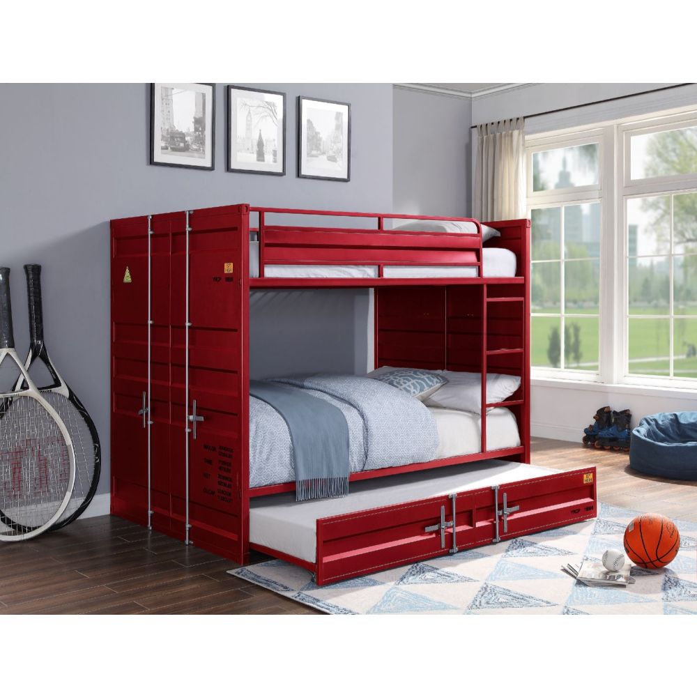 Cargo Full/Full Bunk Bed 37915 Red Finish | Acme | Home Elegance USA