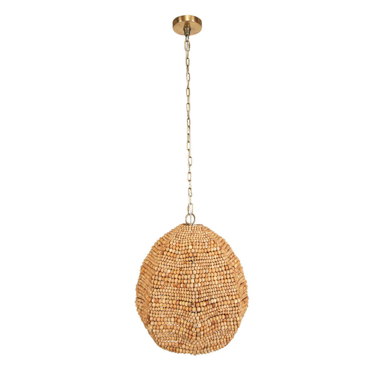 Kauri 1 Light Wooden Bead Pendant Brass / Woodtone - Light Brown by Uttermost - View 5
