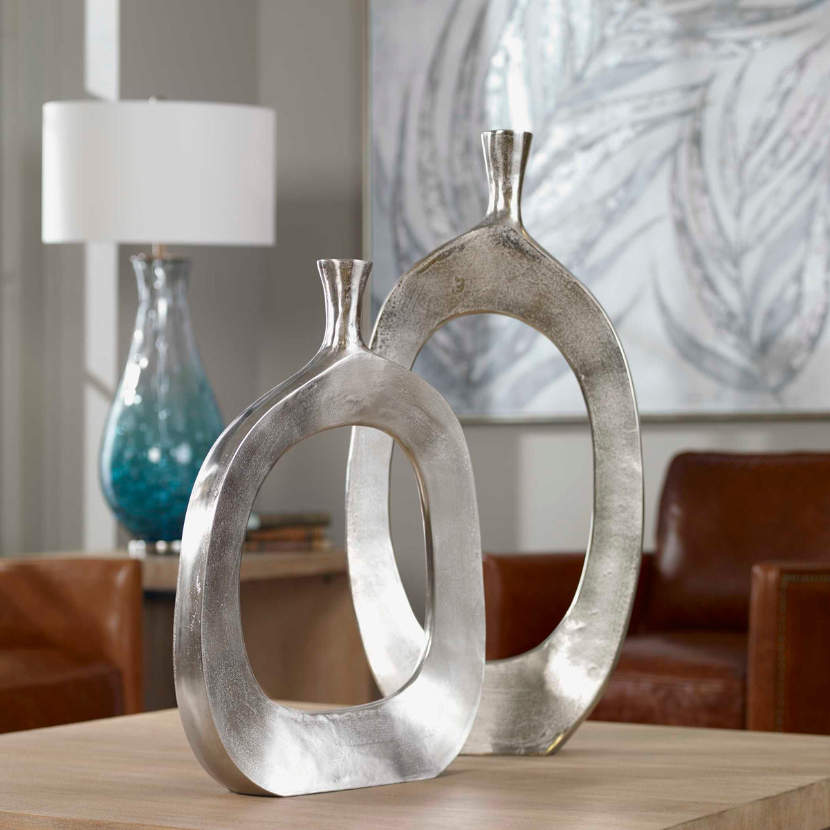 Cierra Aluminum Vases (Set of 2) - Silver by Uttermost - View 2