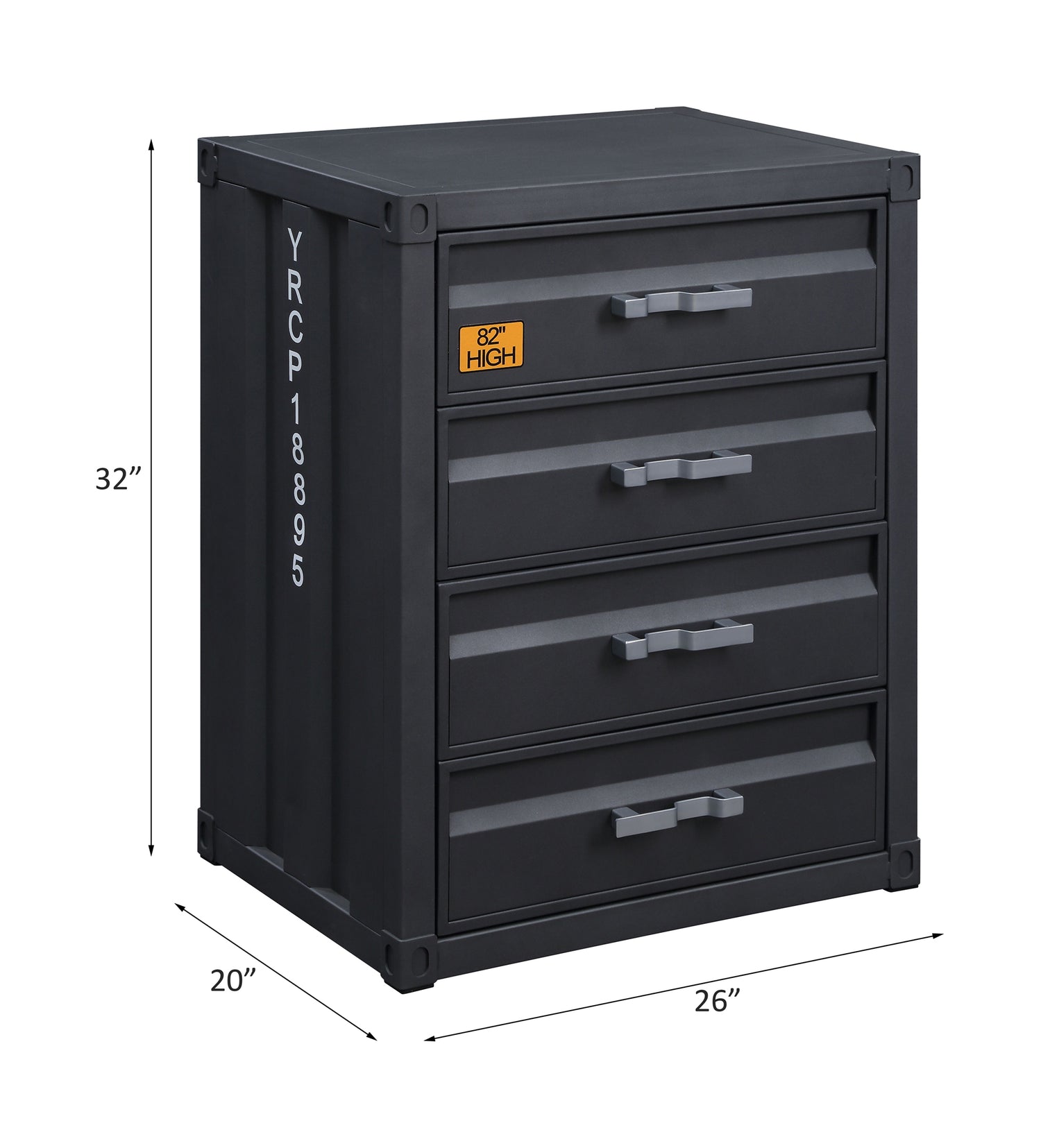 Cargo Chest W/4 Drawers 37956 Gunmetal Finish | Acme | Home Elegance USA