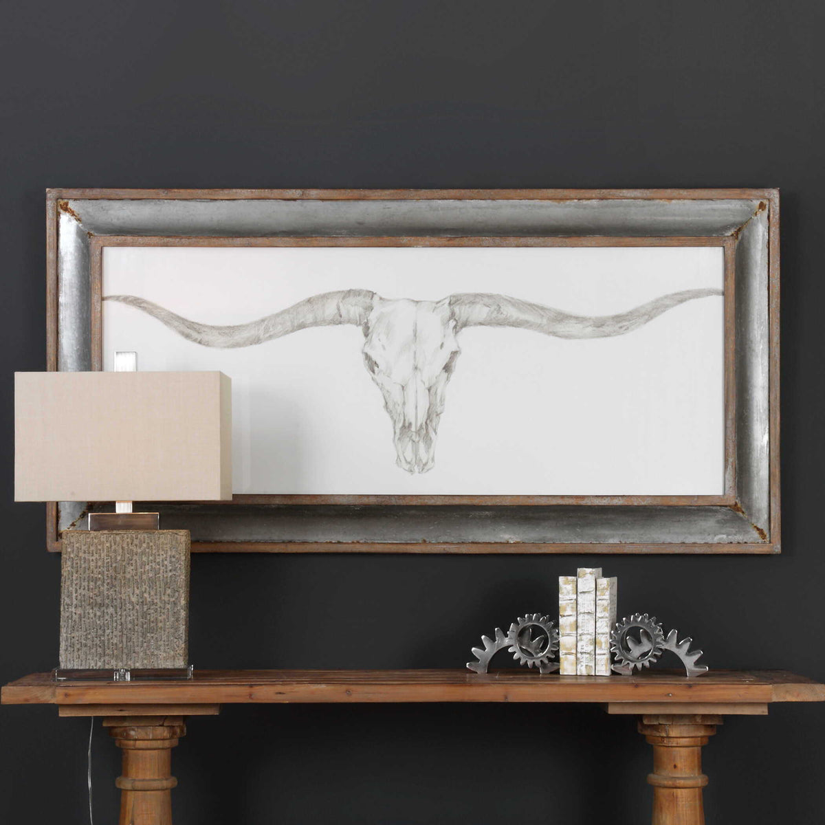 Western Skull Mount Print - Silver by Uttermost - View 2