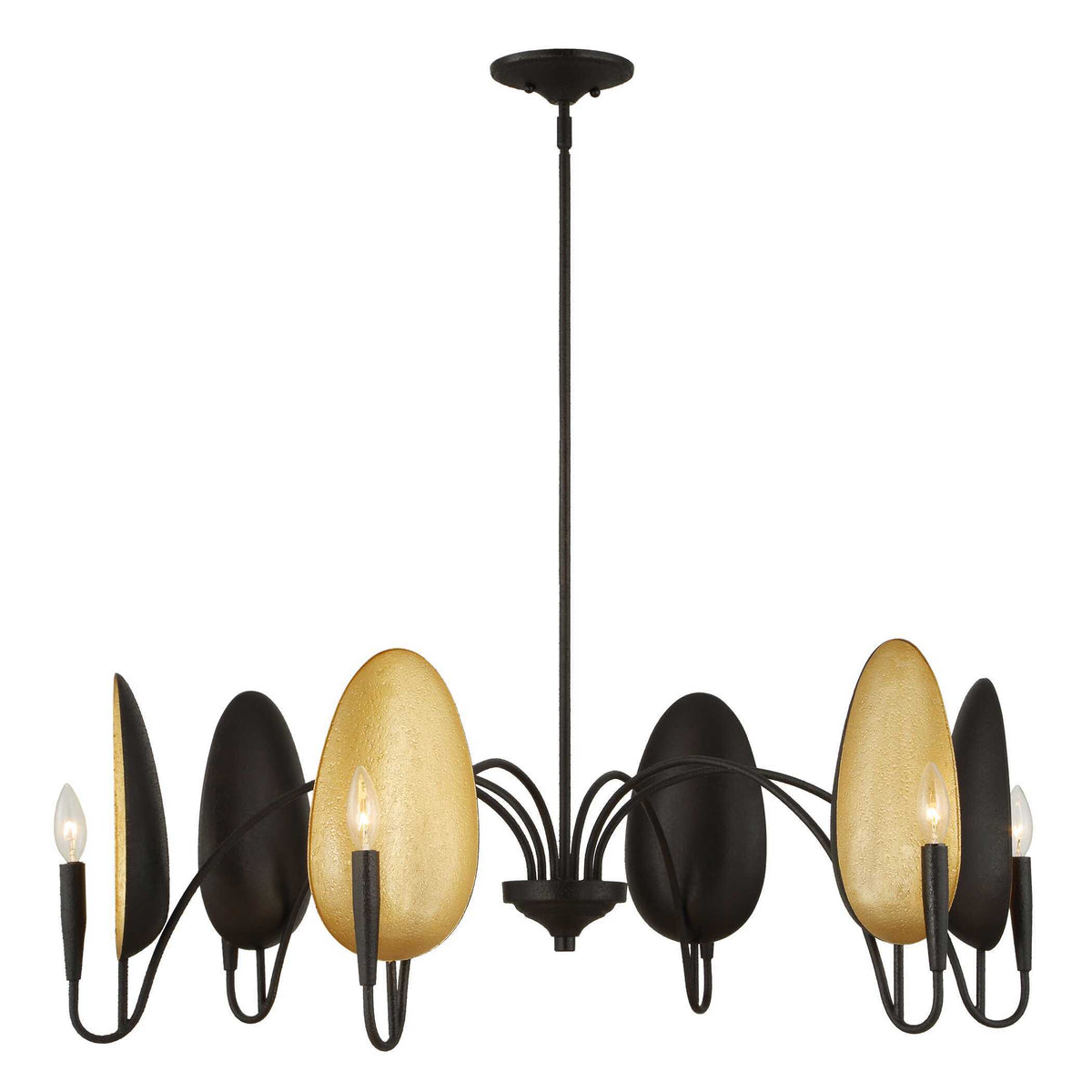 Warwick 6 Light Chandelier Matte Black - Black / Gold by Uttermost - View 10
