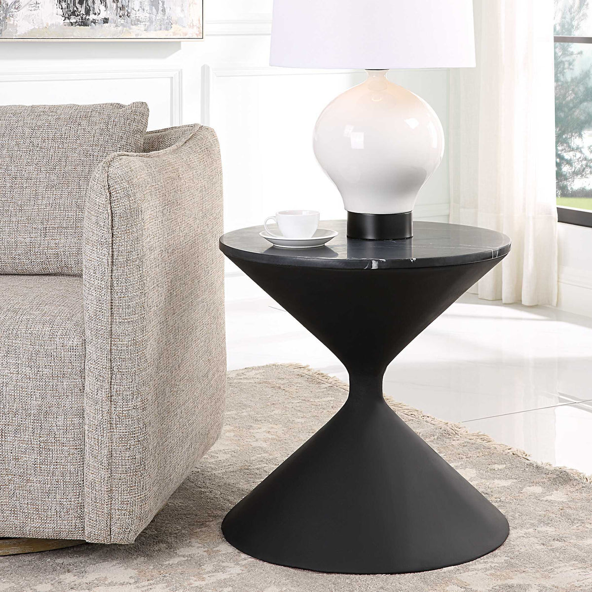 Time's Up Hourglass Shaped Side Table - Black by Uttermost - View 3