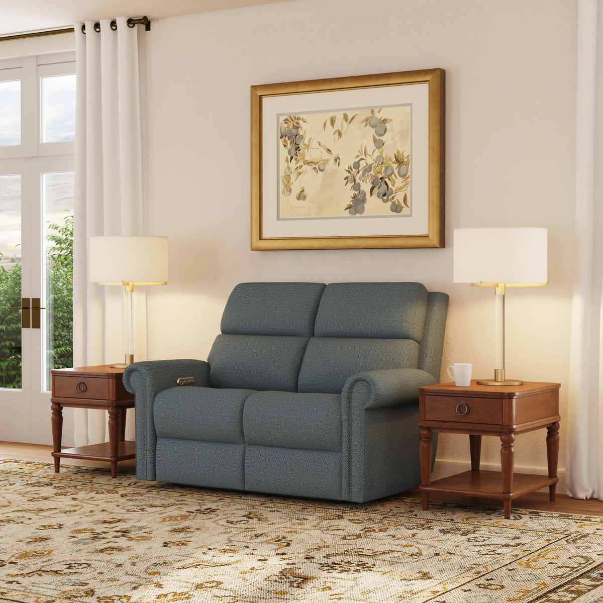 Bernard Power Reclining Loveseat With Power Headrest & Lumbar, Nailhead Trim | Flexsteel