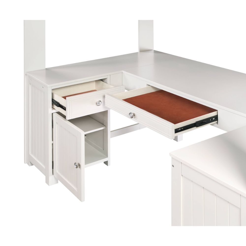 Ambar Twin Loft Bed W/Desk & Bookcase & Chest 38065 Light Gray Finish | Acme | Home Elegance USA