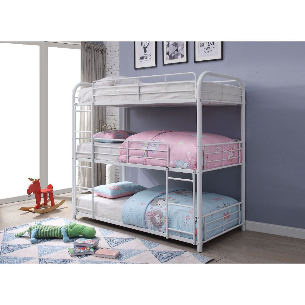 Cairo Triple Full Bunk Bed 38115 White Finish | Acme | Home Elegance USA