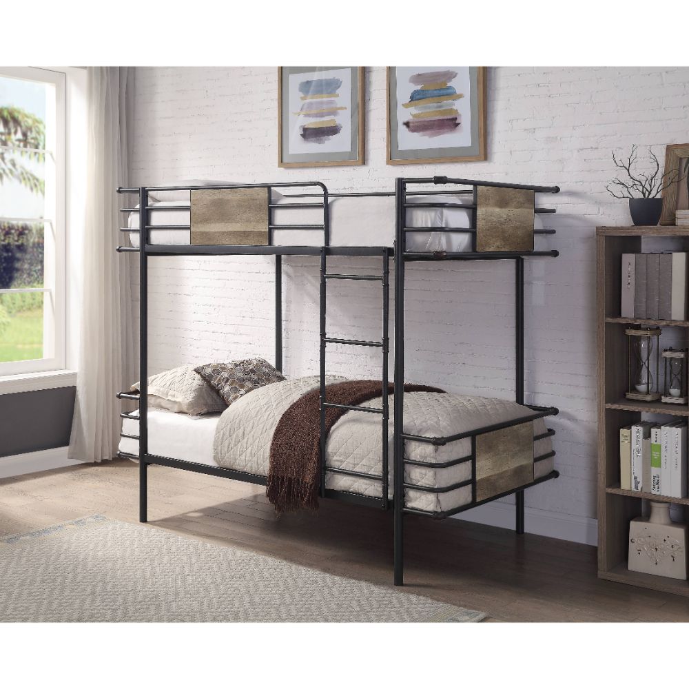 Deliz Twin/Twin Bunk Bed 38130 Gunmetal Finish | Acme | Home Elegance USA