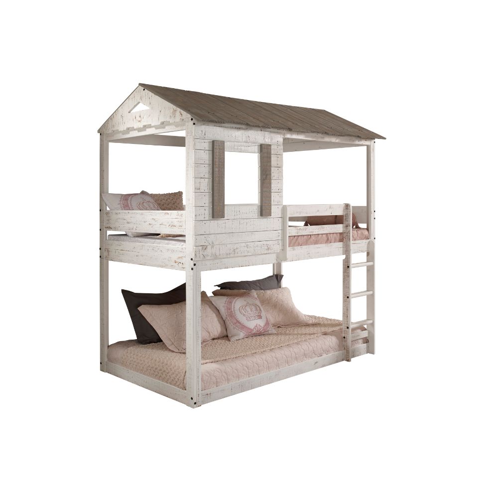 Darlene Twin/Twin Bunk Bed 38135 Rustic White Finish | Acme | Home Elegance USA