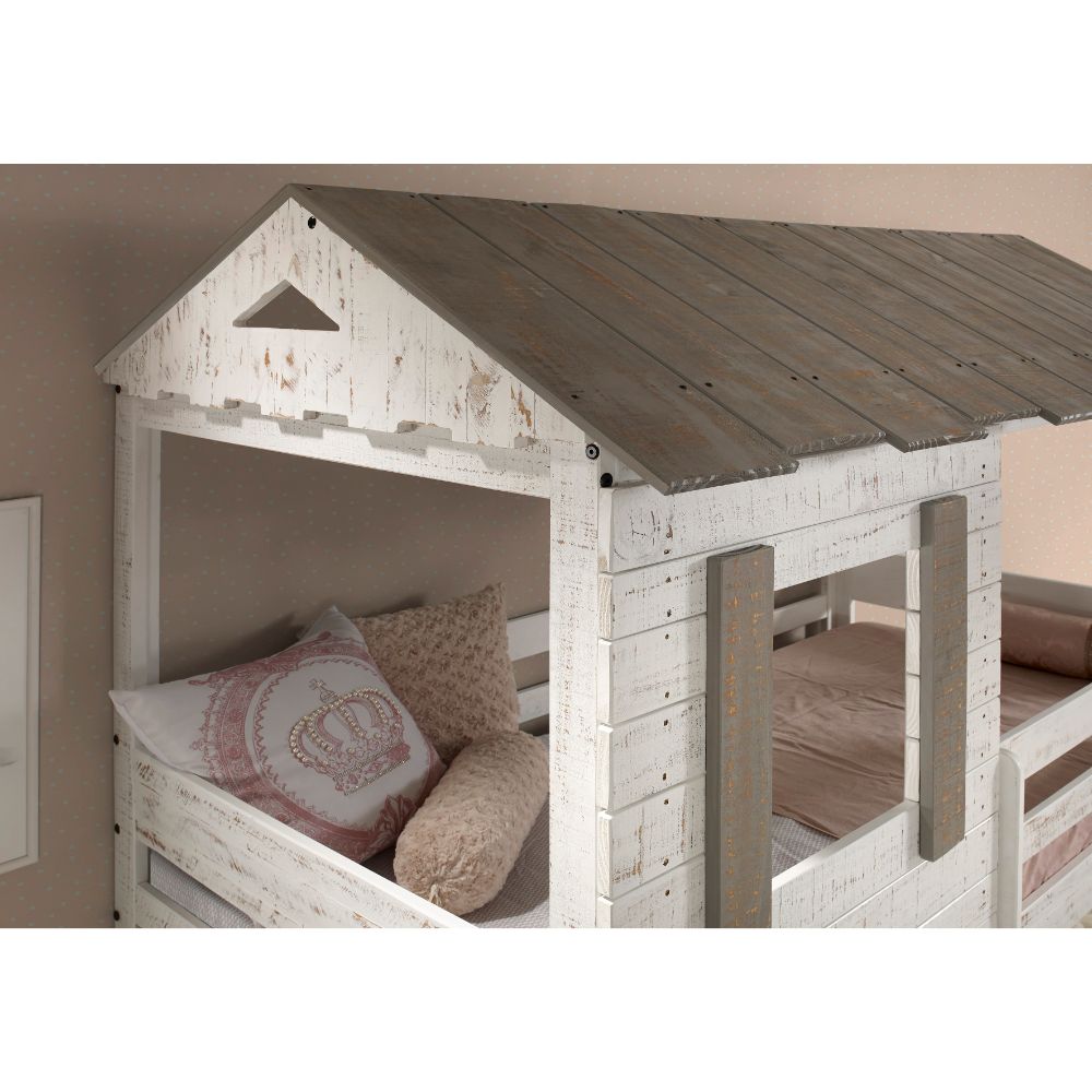 Darlene Twin/Twin Bunk Bed 38135 Rustic White Finish | Acme | Home Elegance USA