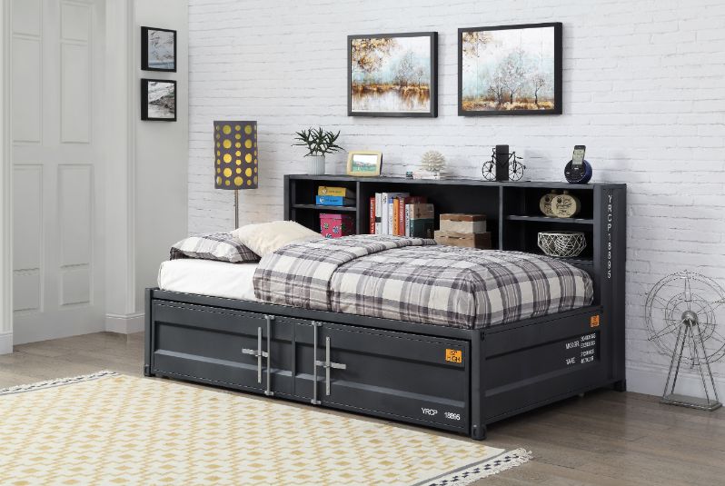 Cargo Daybed W/Trundle (Twin) & Storage 38270 Gunmetal Finish | Acme | Home Elegance USA