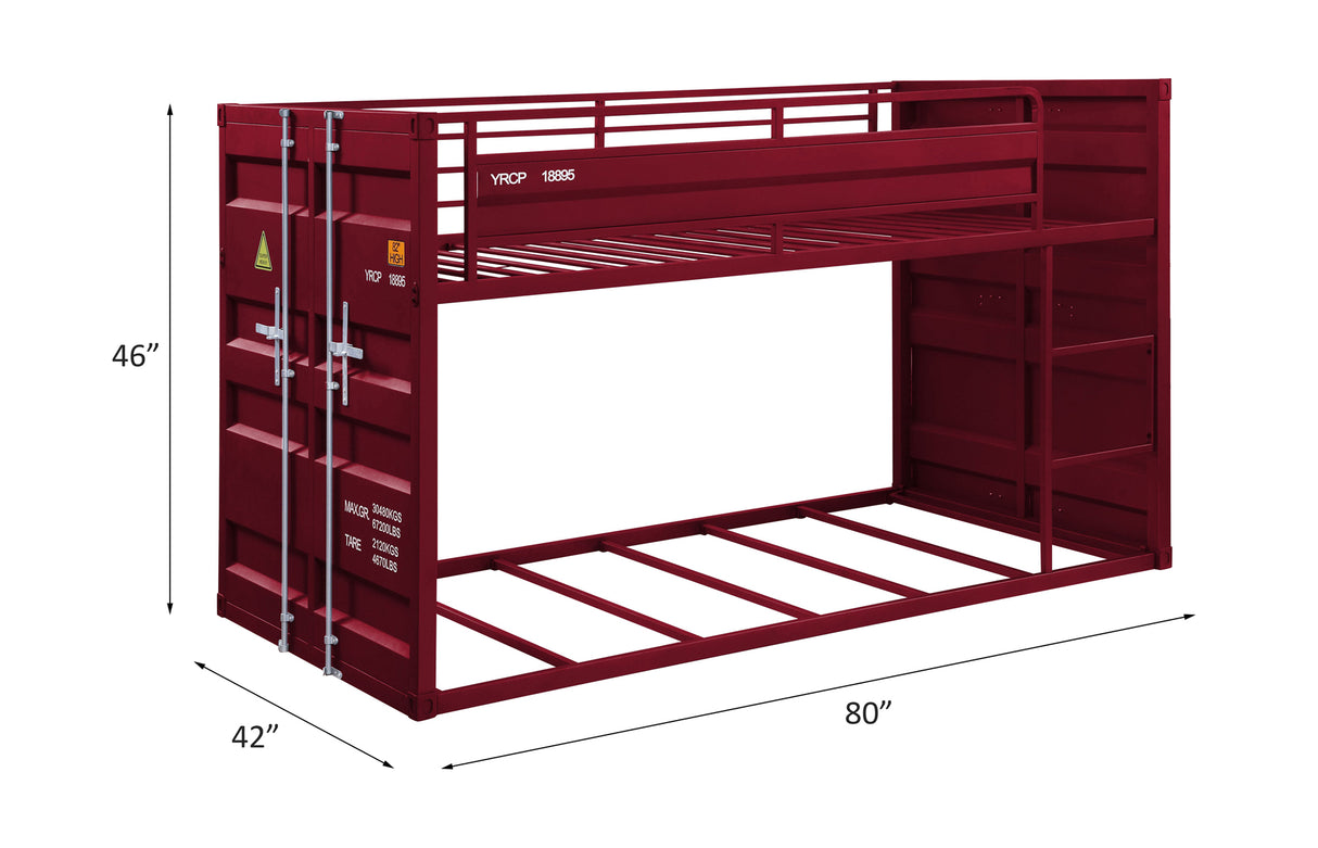 Cargo Twin/Twin Bunk Bed 38280 Red Finish | Acme | Home Elegance USA