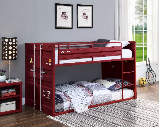 Cargo Twin/Twin Bunk Bed 38280 Red Finish | Acme | Home Elegance USA