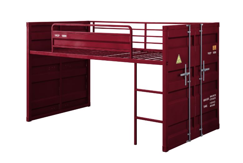 Cargo Twin Loft Bed W/Slide 38300 Red Finish | Acme | Home Elegance USA