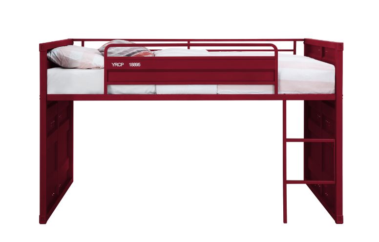 Cargo Twin Loft Bed W/Slide 38300 Red Finish | Acme | Home Elegance USA