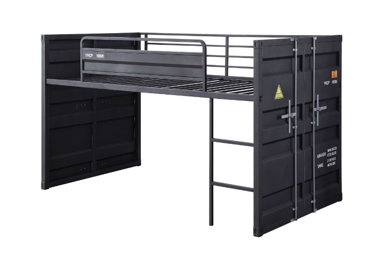 Cargo Twin Loft Bed W/Slide 38305 Gunmetal Finish | Acme | Home Elegance USA