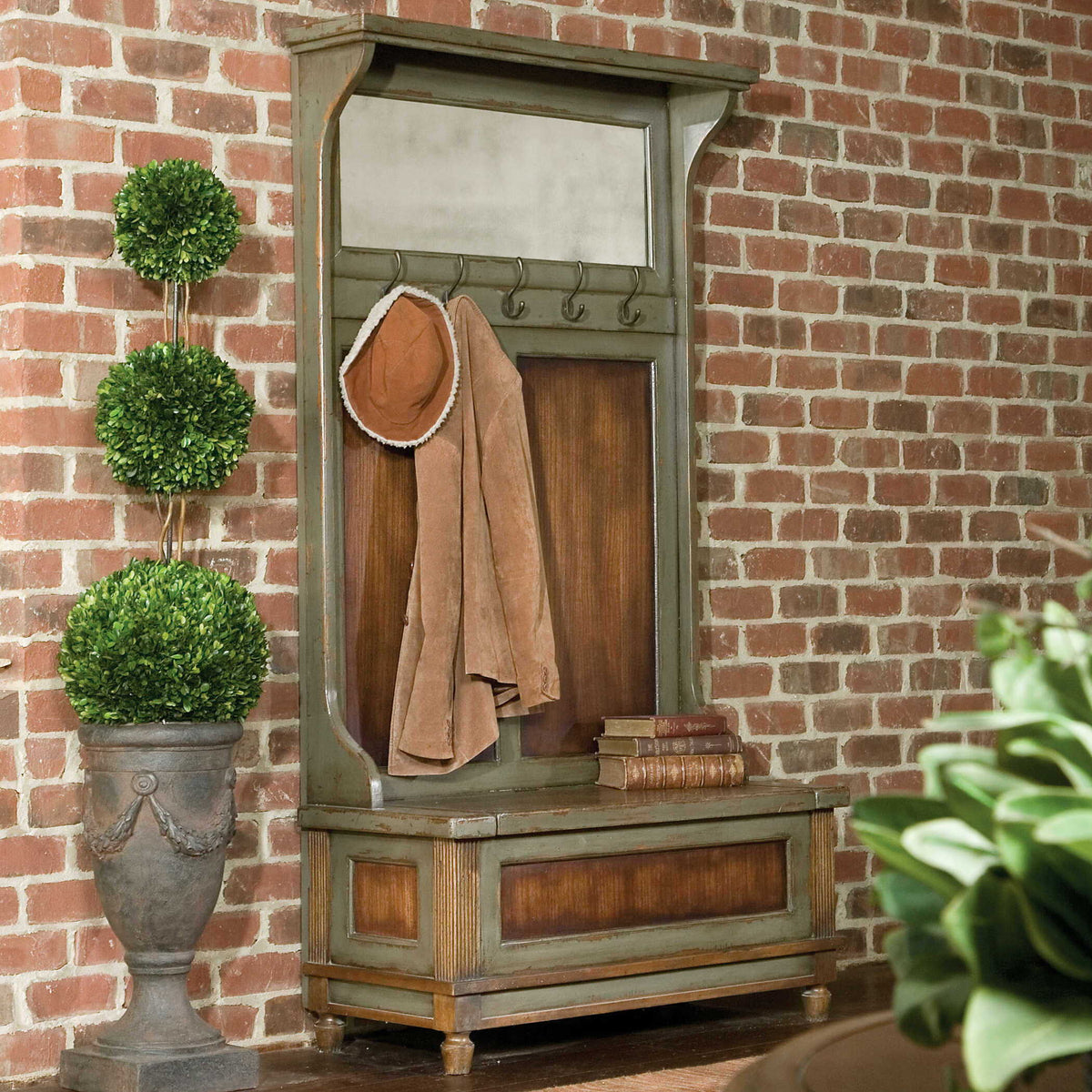 Riyo Distressed Hall Tree - Light Brown by Uttermost - View 2