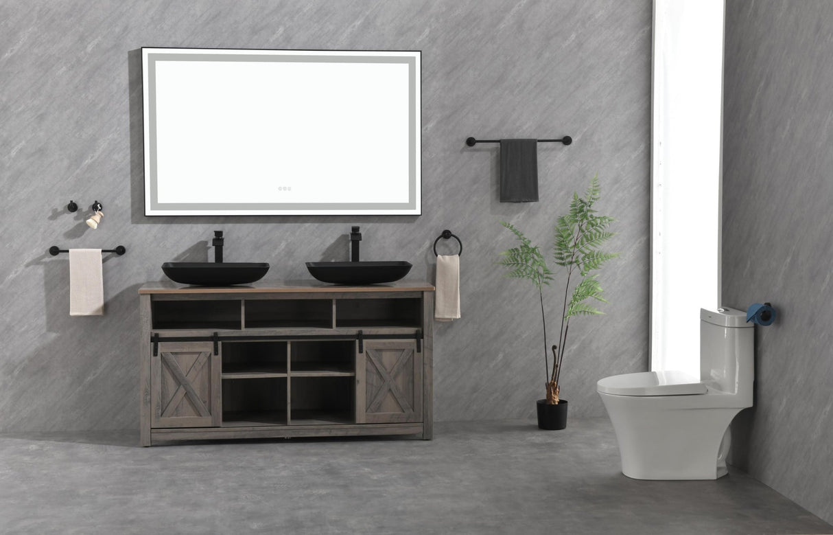 96in. W x36 in. H Framed LED Single Bathroom Vanity Mirror in Polished Crystal Bathroom Vanity LED Mirror with 3 Color Lights Mirror for Bathroom Wall | Home Elegance USA
