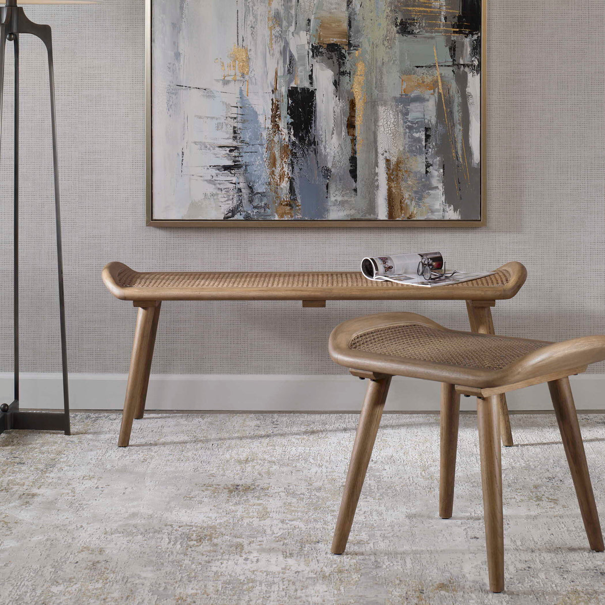 Arne Scandinavian Small Bench - Light Brown by Uttermost - View 7