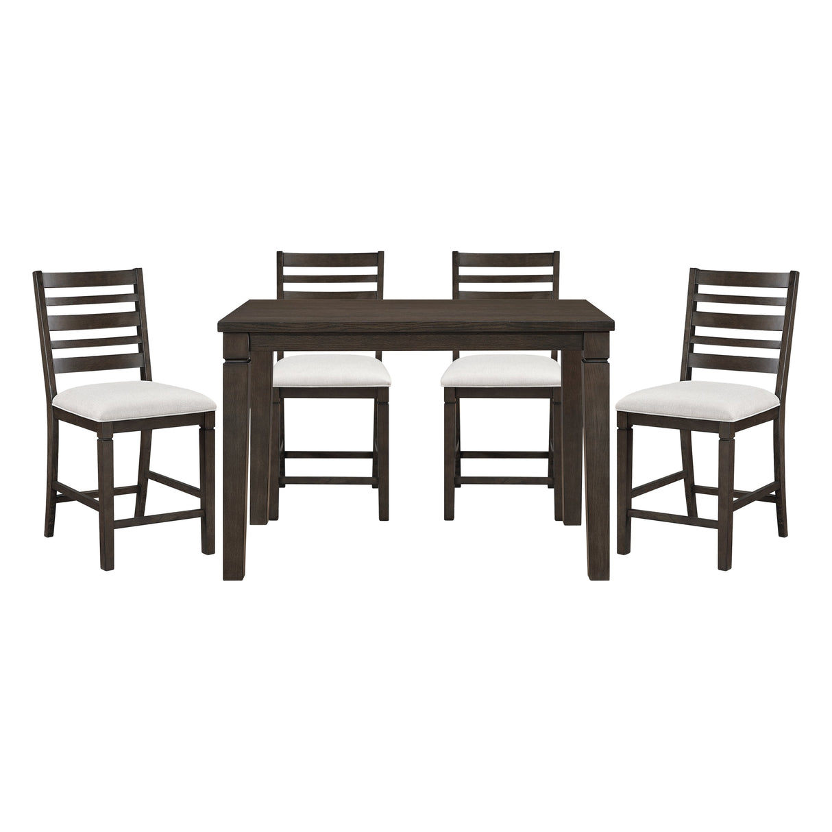 Classic 5pc Counter Height Dining Dark Espresso Finish Extendable Table and Chairs Set Upholstered Seat Wooden Dining Furniture - sold by Home Elegance USA