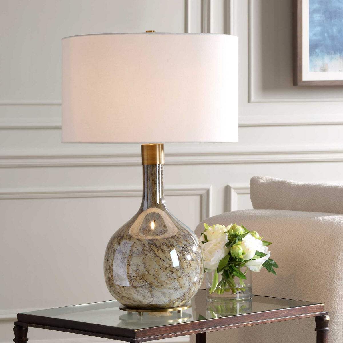 Rhine Brown Glass Table Lamp - Dark Brown by Uttermost - View 2
