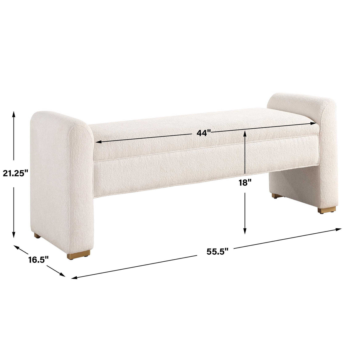 Caliste Bench - White by Uttermost - View 6