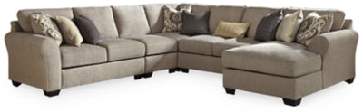 Ashley Driftwood Pantomine 39122S4 5-Piece Sectional with Chaise - Chenille