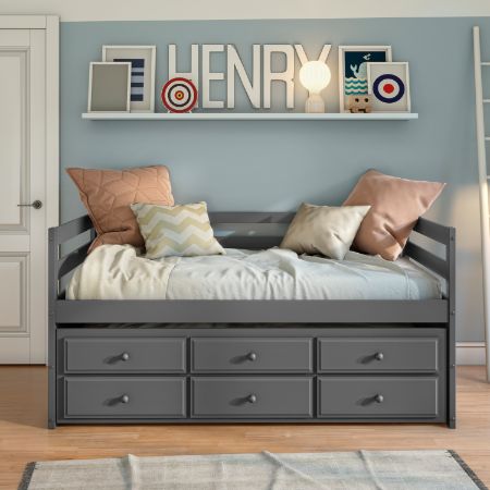 Darcie Daybed W/Trundle & Storage 39235 Gray Finish | Acme | Home Elegance USA