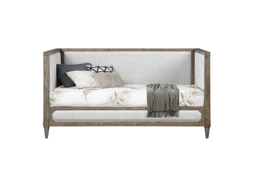 Artesia Daybed (Twin) 39710 Tan Fabric & Salvaged Natural Finish | Acme | Home Elegance USA