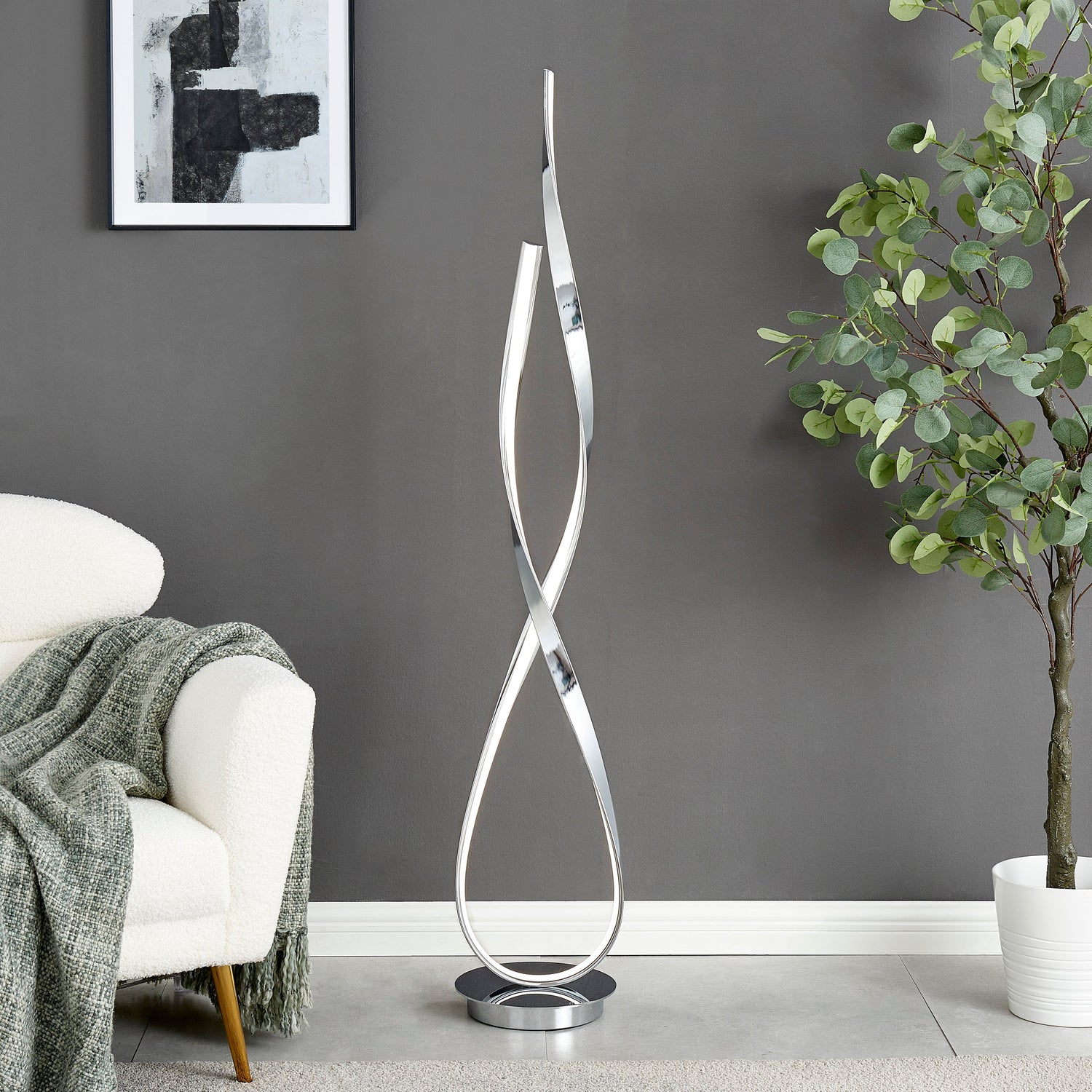 Lámpara de pie LED Vienna de 140 cm de altura // Cromada | Finesse