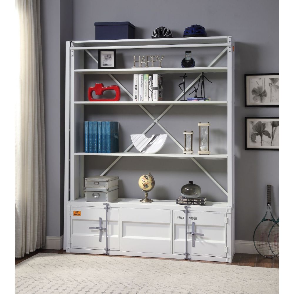 Cargo Bookcase W/Ladder 39882 White Finish | Acme | Home Elegance USA