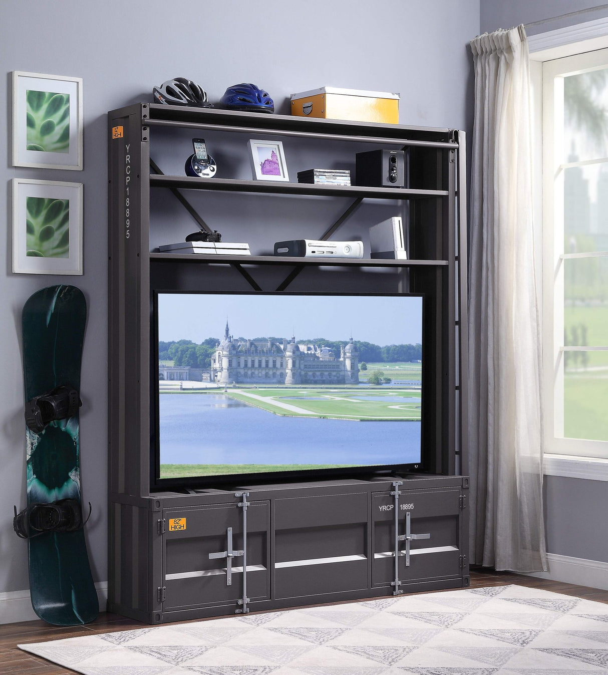 Cargo Bookcase W/Ladder 39887 Gunmetal | Acme | Home Elegance USA
