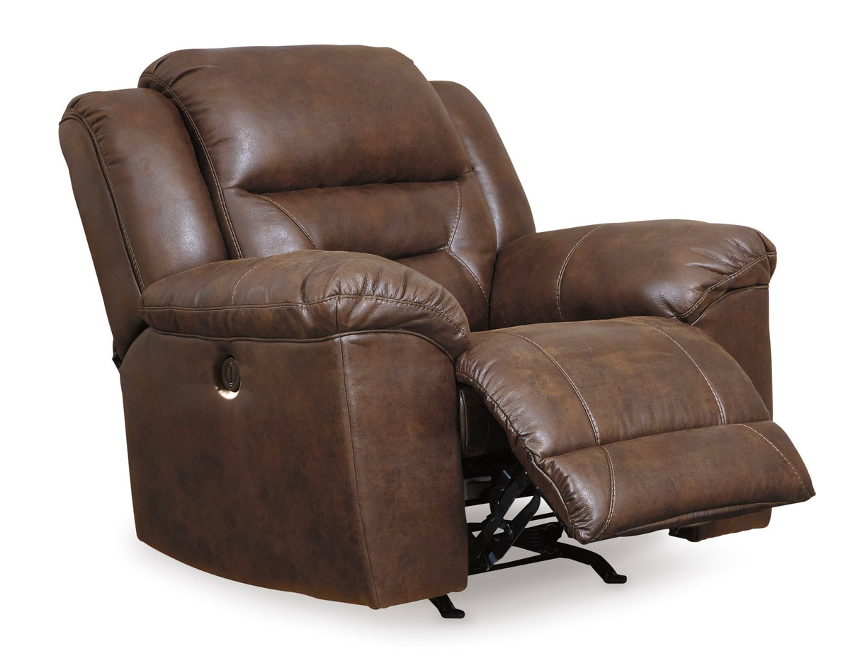 Ashley Chocolate Stoneland Power Rocker Recliner - Faux Leather | Home Elegance USA