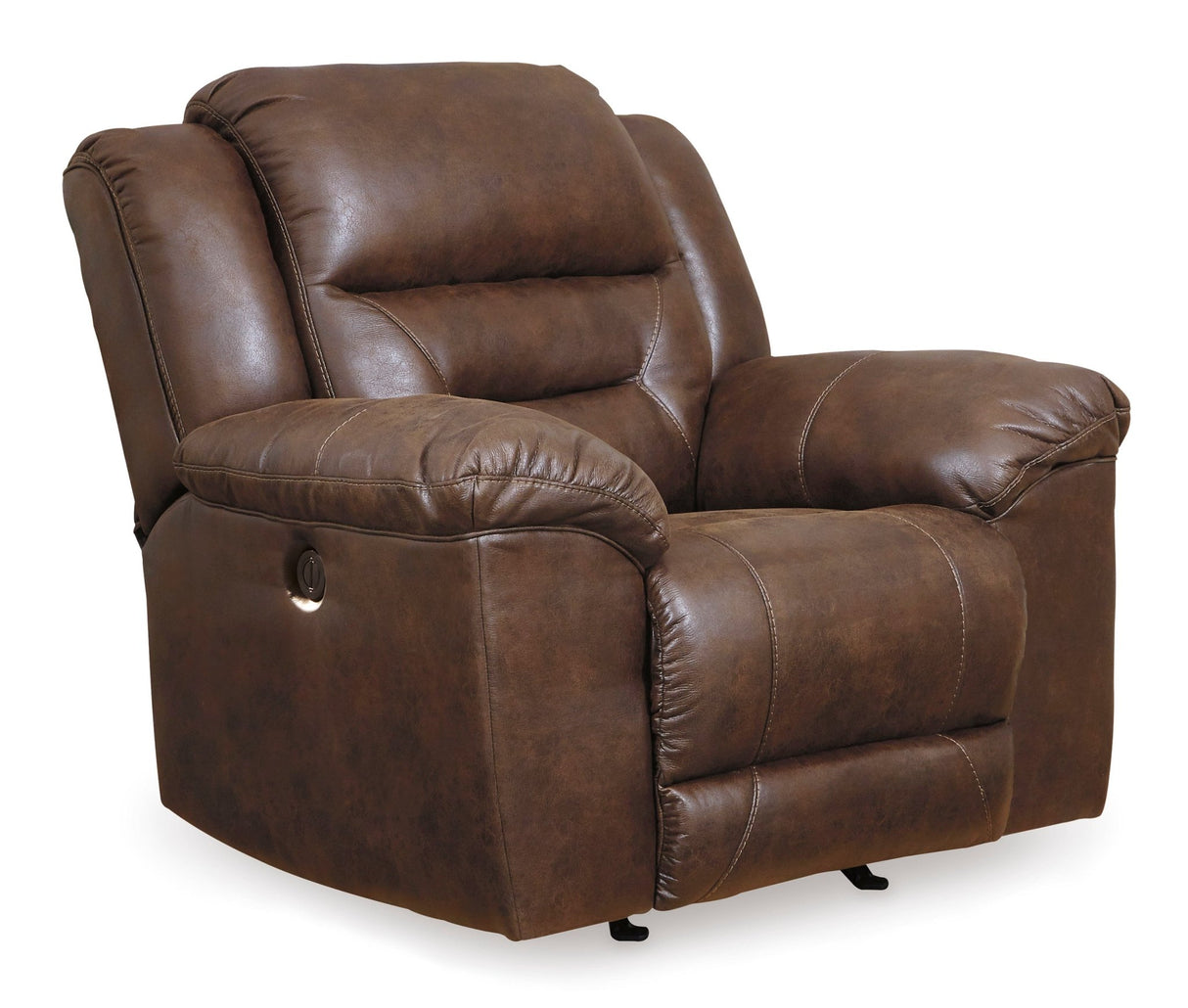 Ashley Chocolate Stoneland Power Rocker Recliner - Faux Leather | Home Elegance USA