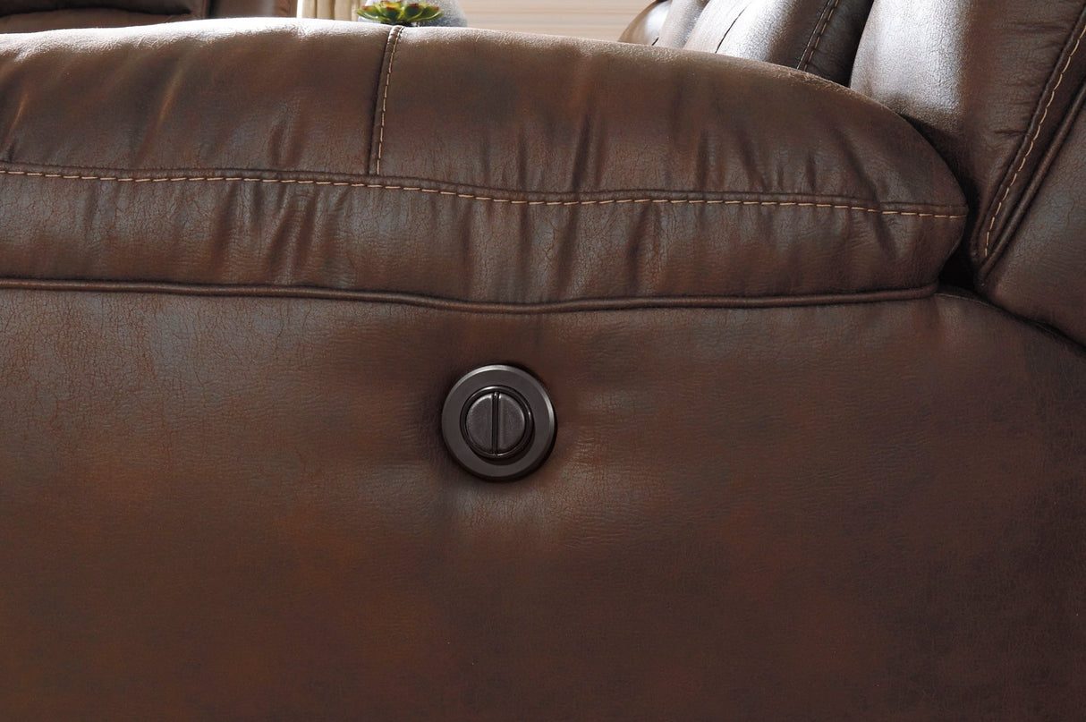 Ashley Chocolate Stoneland Power Rocker Recliner - Faux Leather | Home Elegance USA