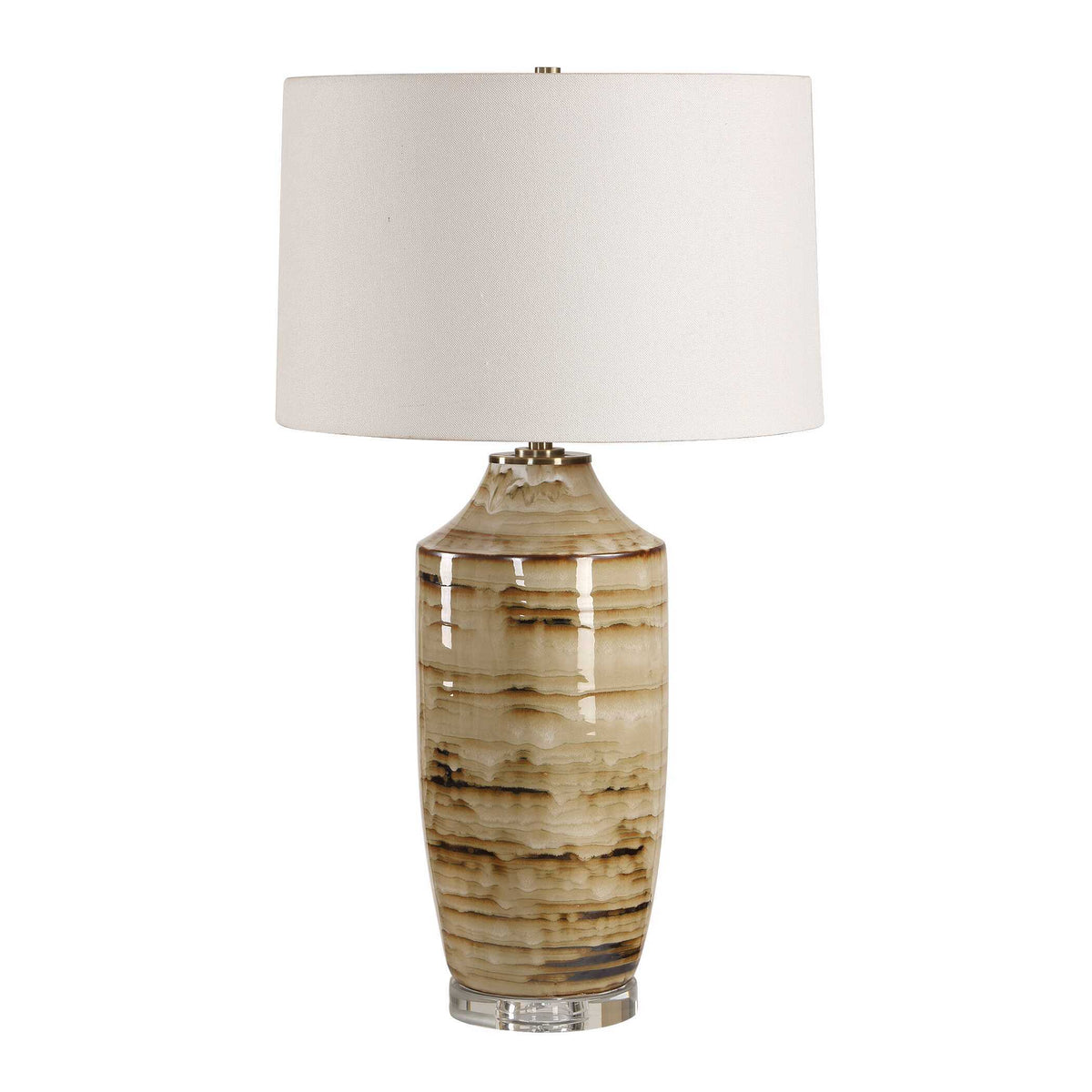 Schneider Glazed Table Lamp - Dark Brown / Beige by Uttermost - View 4