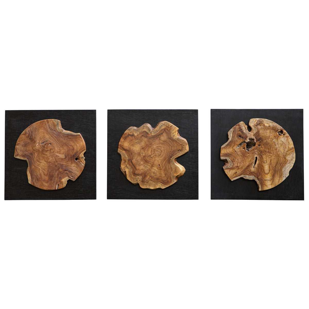 Kolini Teak Wood Wall Decor (Set of 3) - Yellow / Black by Uttermost - View 1