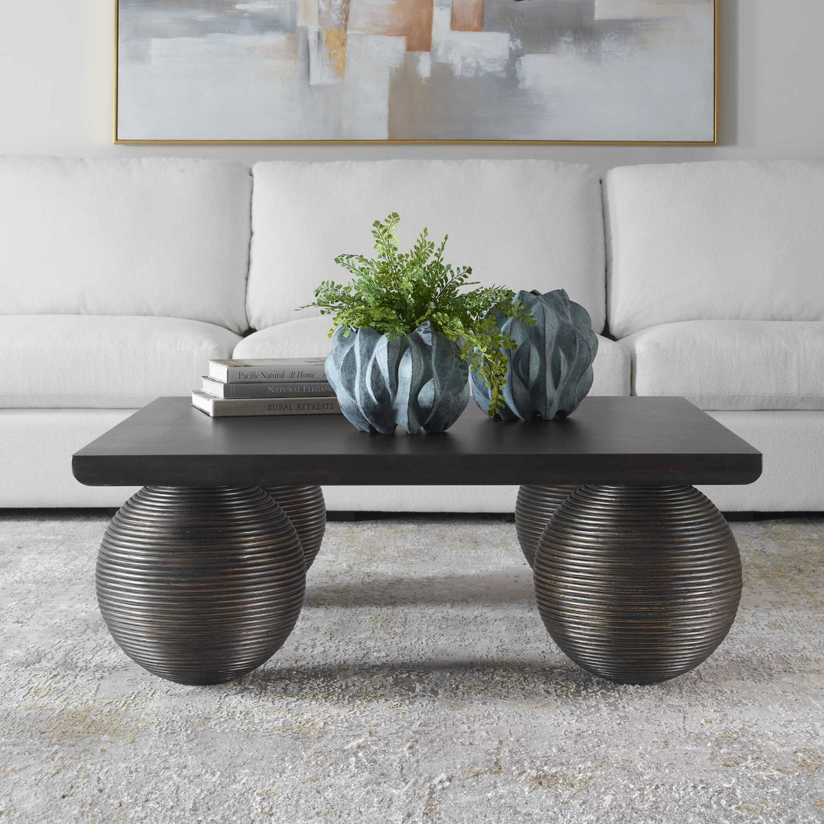 Kasson Sphere Leg Coffee Table - Black by Uttermost - View 3