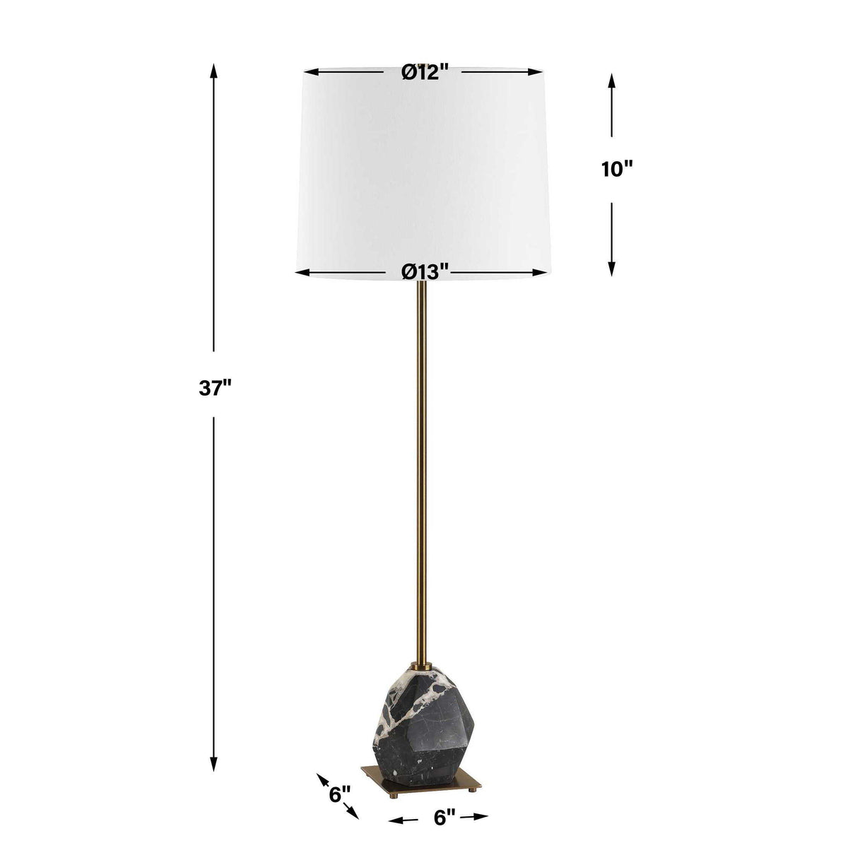 Rowland Panda Marble Buffet Lamp Black / Brass - Black / Gold by Uttermost - View 9